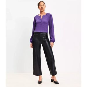 Loft The Palmer Wide Leg Faux Leather Pants Brown Size 8